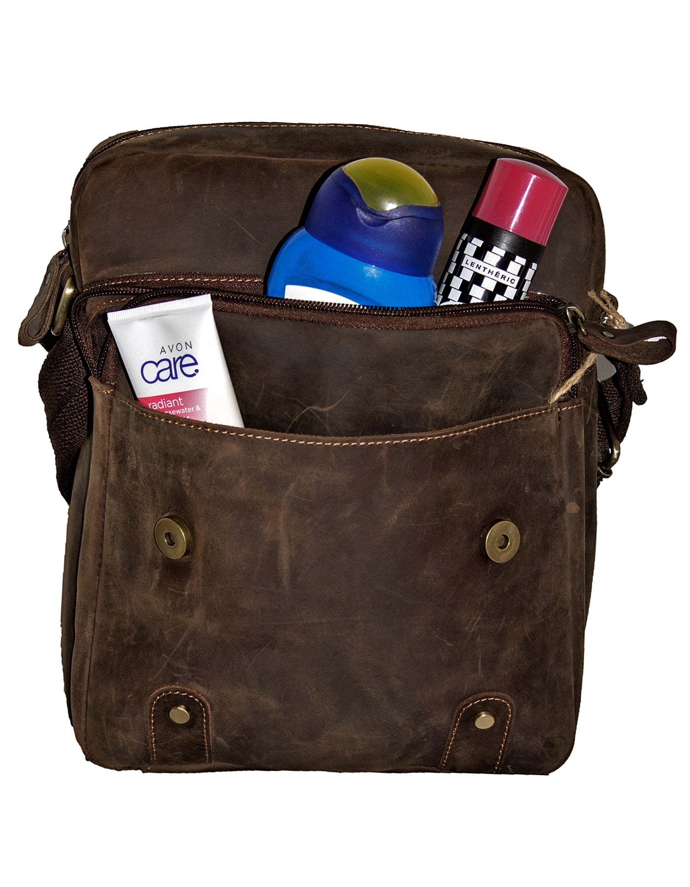 Fino 8081 Full Grain Crazy Horse tab  Genuine Leather Sling Bag - Brown