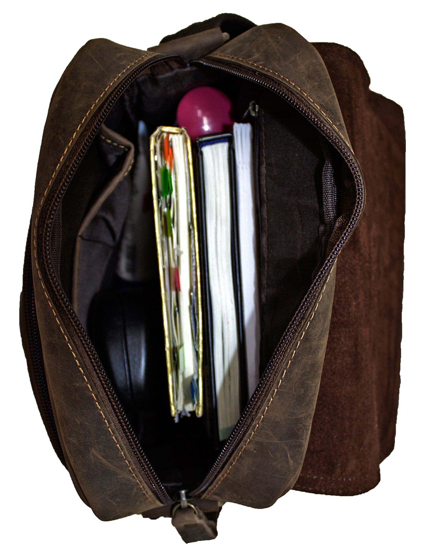 Fino 8081 Full Grain Crazy Horse tab  Genuine Leather Sling Bag - Brown