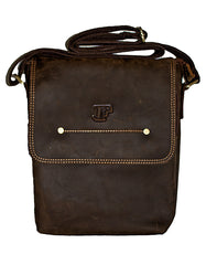 Fino 8089 Full Grain Crazy Horse tab  Genuine Leather Sling Bag – Brown