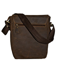 Fino 8089 Full Grain Crazy Horse tab  Genuine Leather Sling Bag – Brown