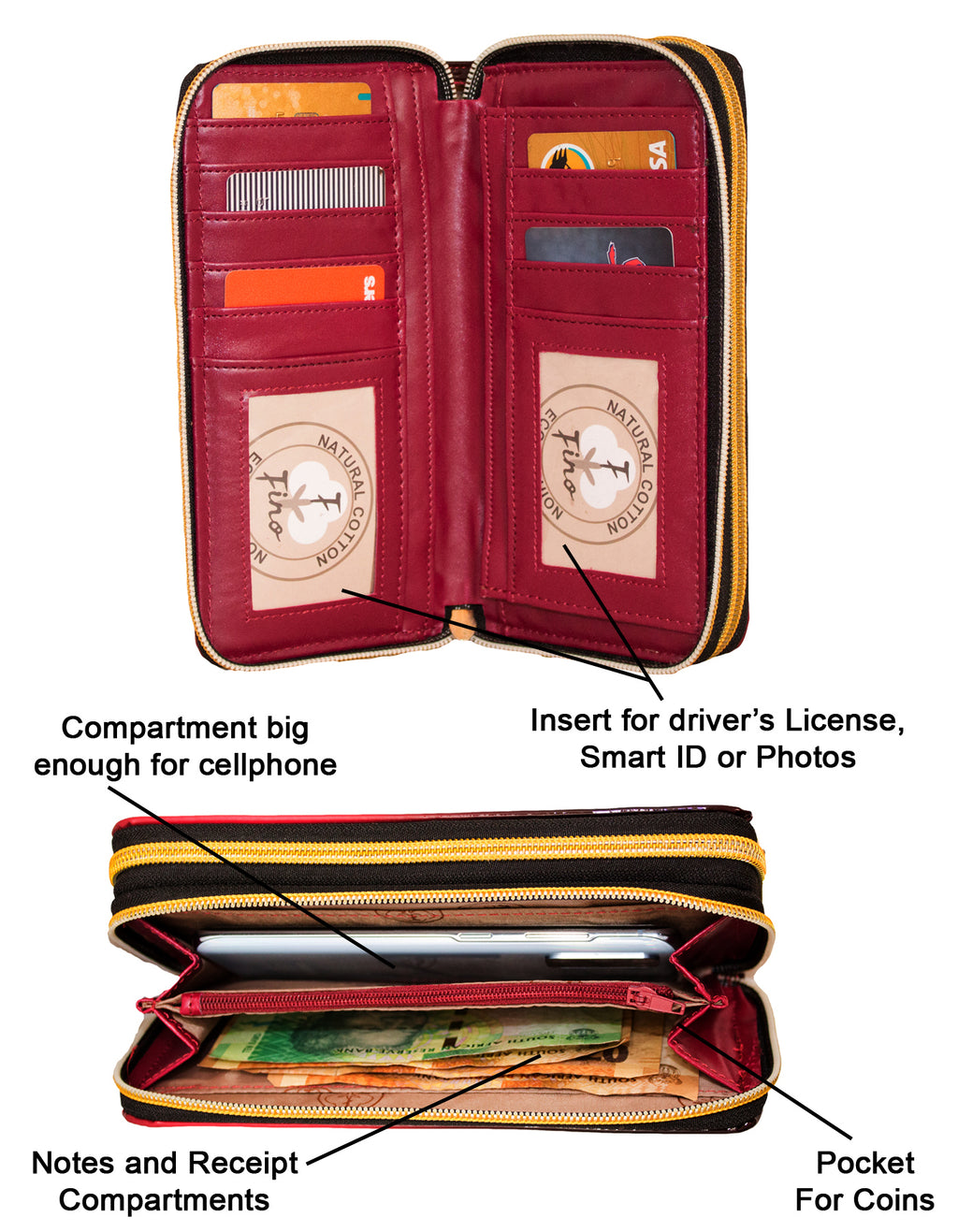 Fino 8146-798 Faux Leather Grab & Go All in 1 Purse with Cellphone Pouch