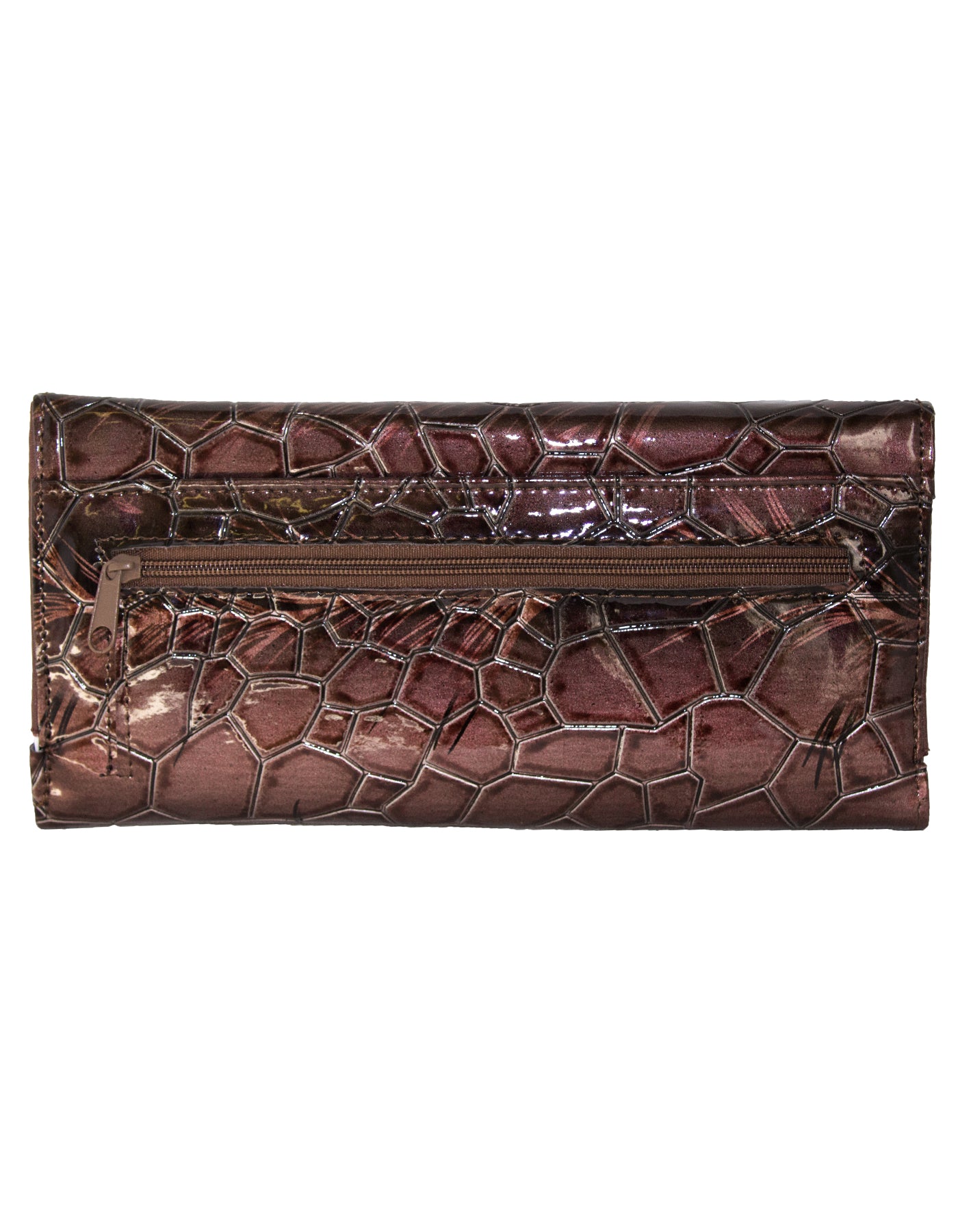 Fino 862-765 Faux Leather Printed Croc Design Long Card Holder Purse