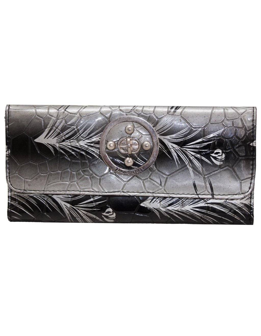 Fino 862-765 Faux Leather Printed Croc Design Long Card Holder Purse