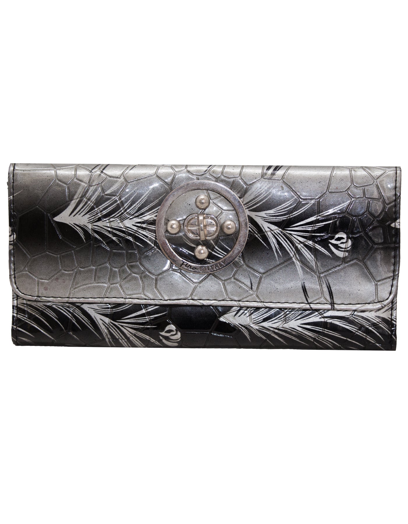 Fino 862-765 Faux Leather Printed Croc Design Long Card Holder Purse