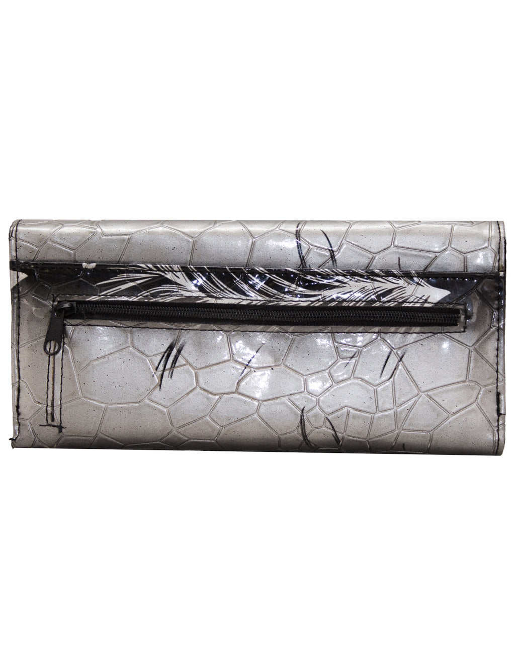Fino 862-765 Faux Leather Printed Croc Design Long Card Holder Purse