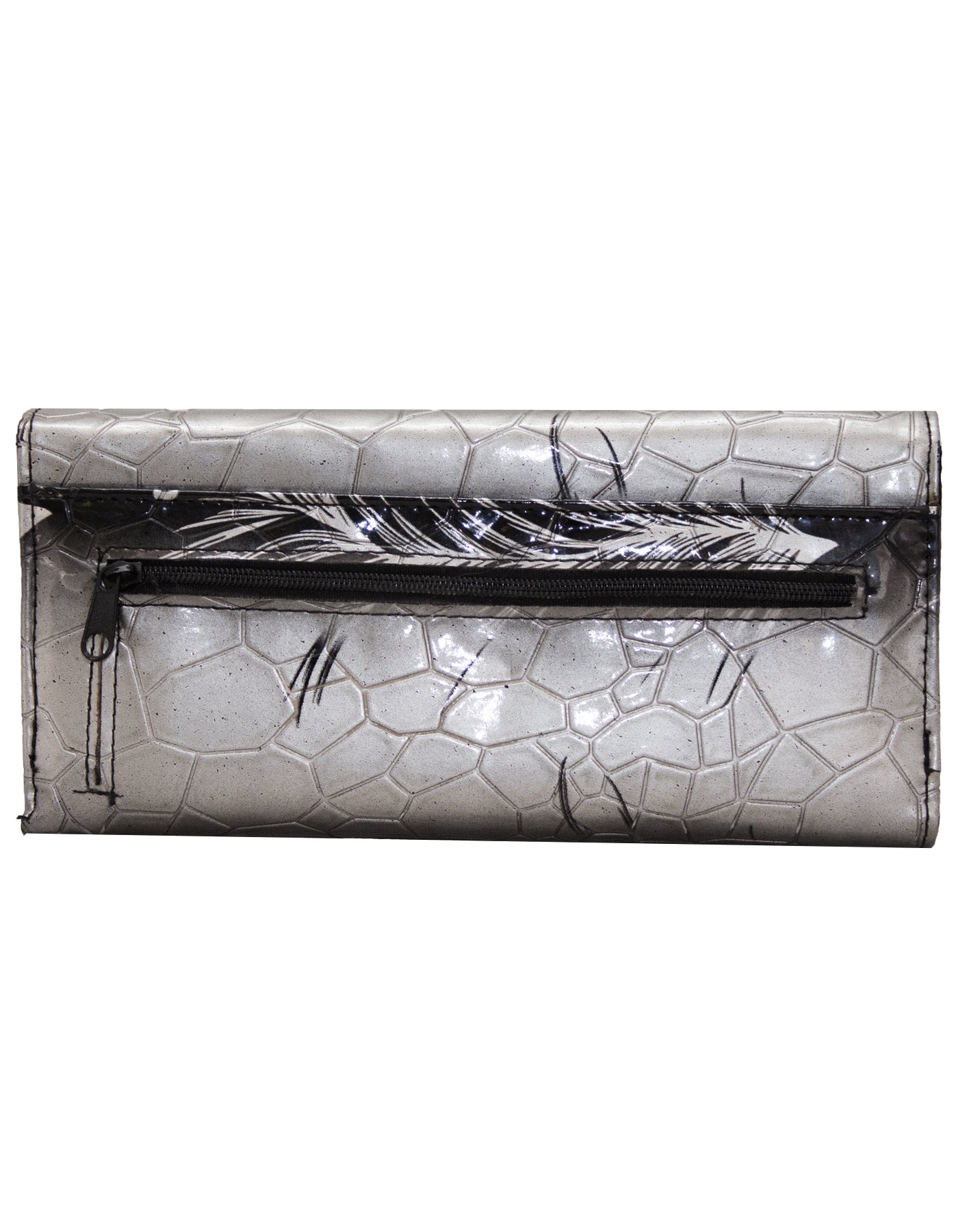 Fino 862-765 Faux Leather Printed Croc Design Long Card Holder Purse