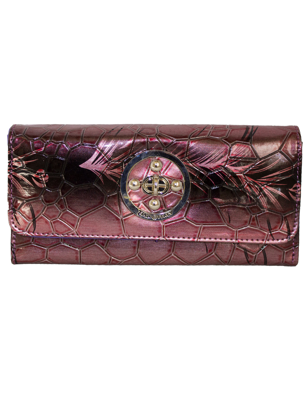 Fino 862-765 Faux Leather Printed Croc Design Long Card Holder Purse