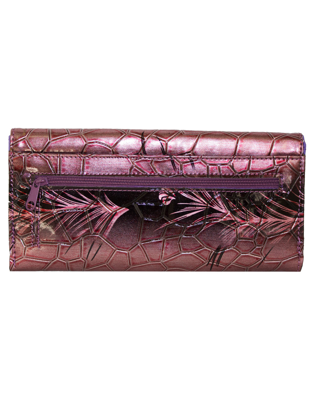 Fino 862-765 Faux Leather Printed Croc Design Long Card Holder Purse
