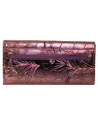 Fino 862-765 Faux Leather Printed Croc Design Long Card Holder Purse