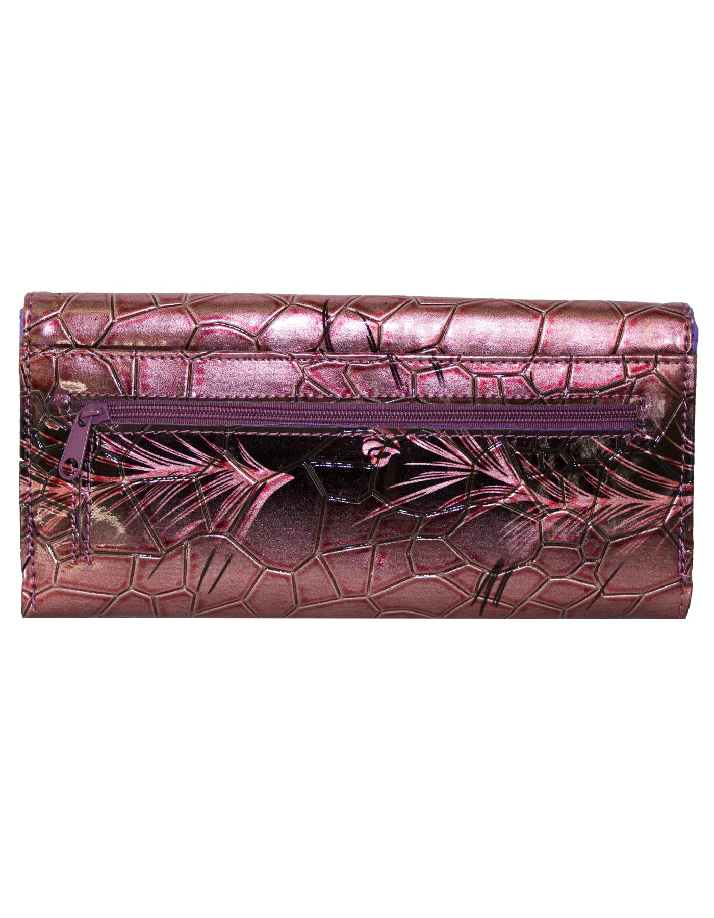 Fino 862-765 Faux Leather Printed Croc Design Long Card Holder Purse