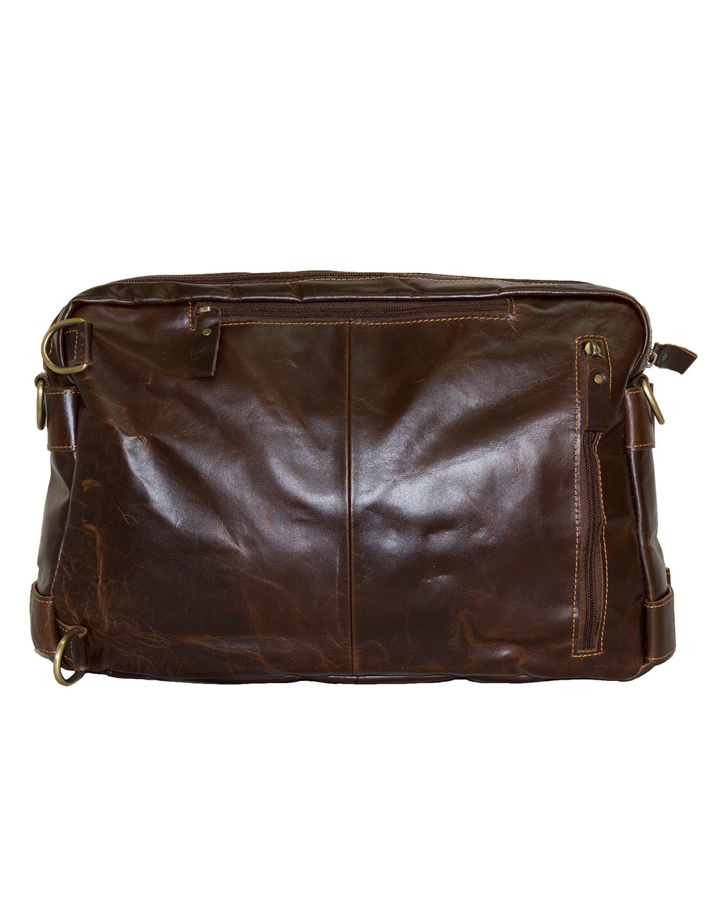 Fino 8676 Full Grain Genuine Leather 2 in1 Messenger/Backpack  Bag  - Dark Brown