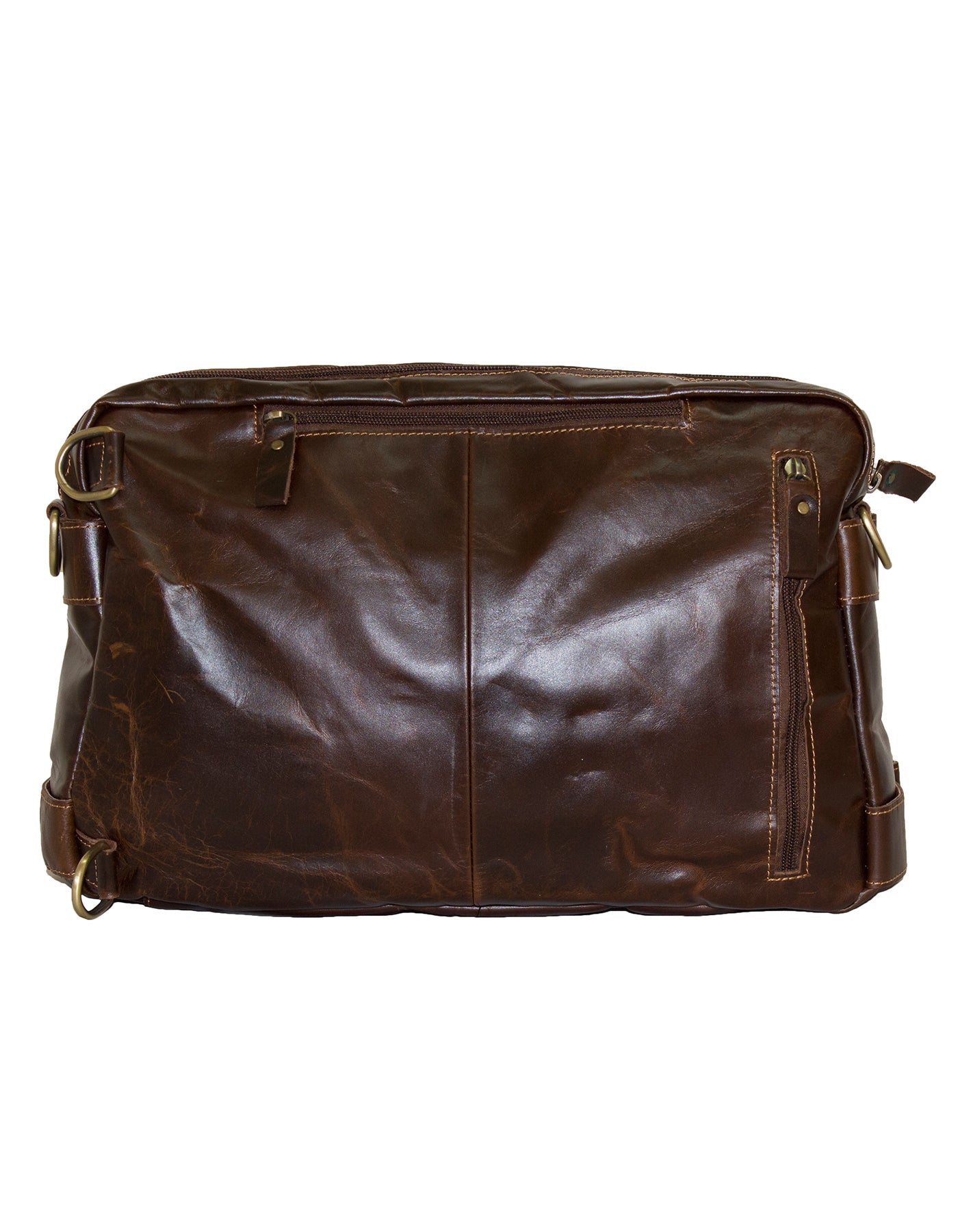 Fino 8676 Full Grain Genuine Leather 2 in1 Messenger/Backpack  Bag  - Dark Brown