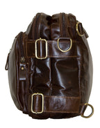Fino 8676 Full Grain Genuine Leather 2 in1 Messenger/Backpack  Bag  - Dark Brown