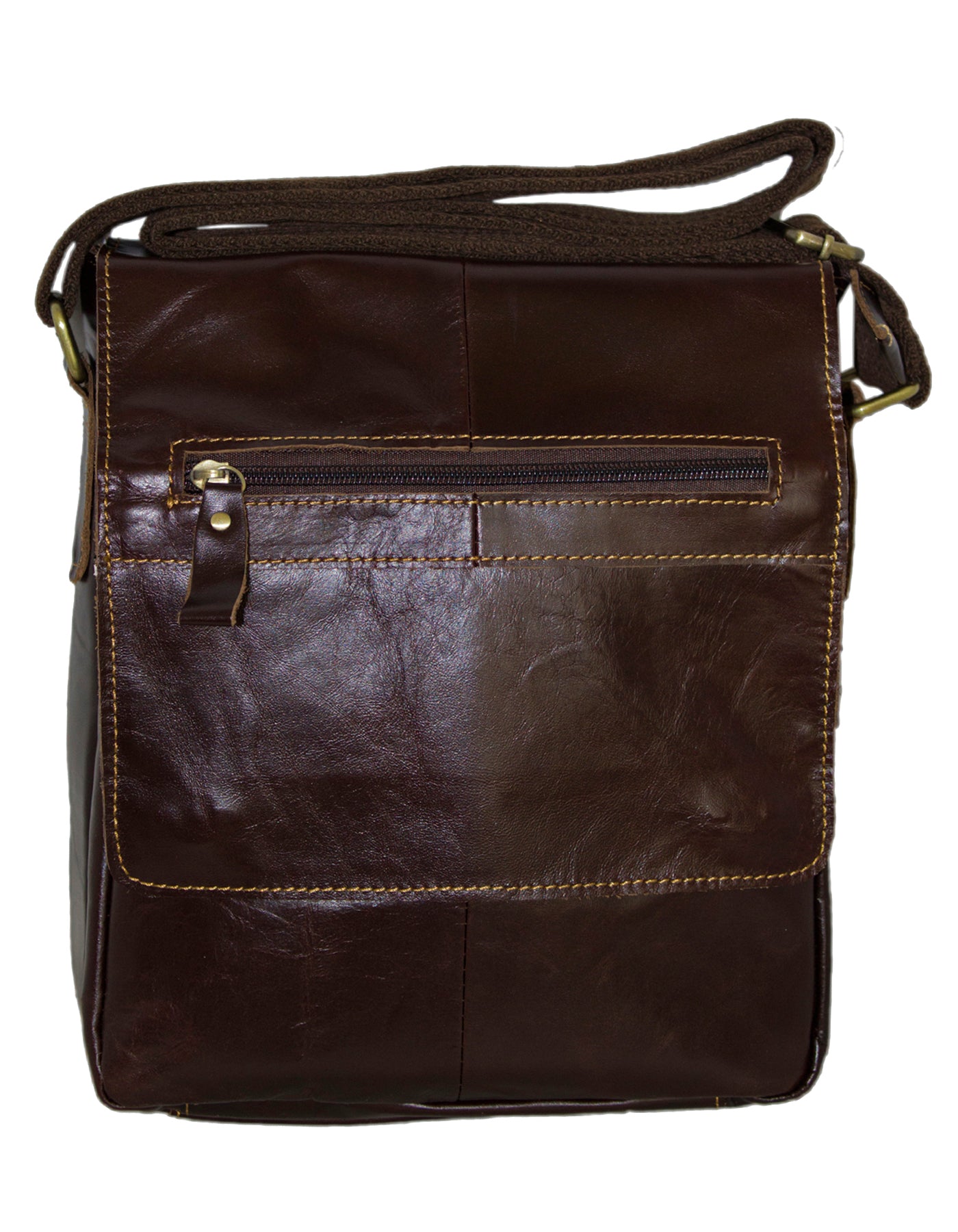 Fino 8684 Unisex Full Grain Genuine Leather Hand/Shoulder Bag - Dark Brown