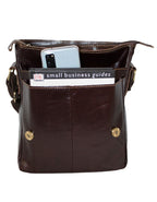 Fino 8684 Unisex Full Grain Genuine Leather Hand/Shoulder Bag - Dark Brown