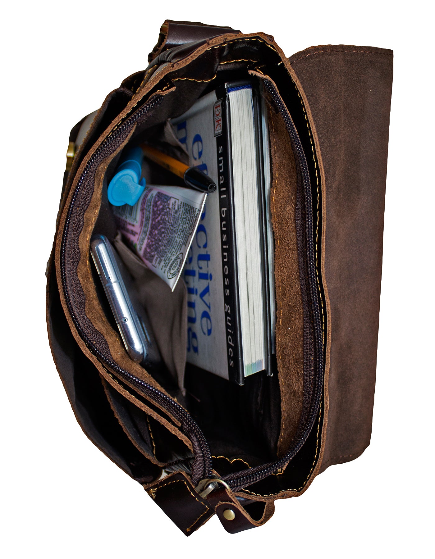 Fino 8684 Unisex Full Grain Genuine Leather Hand/Shoulder Bag - Dark Brown