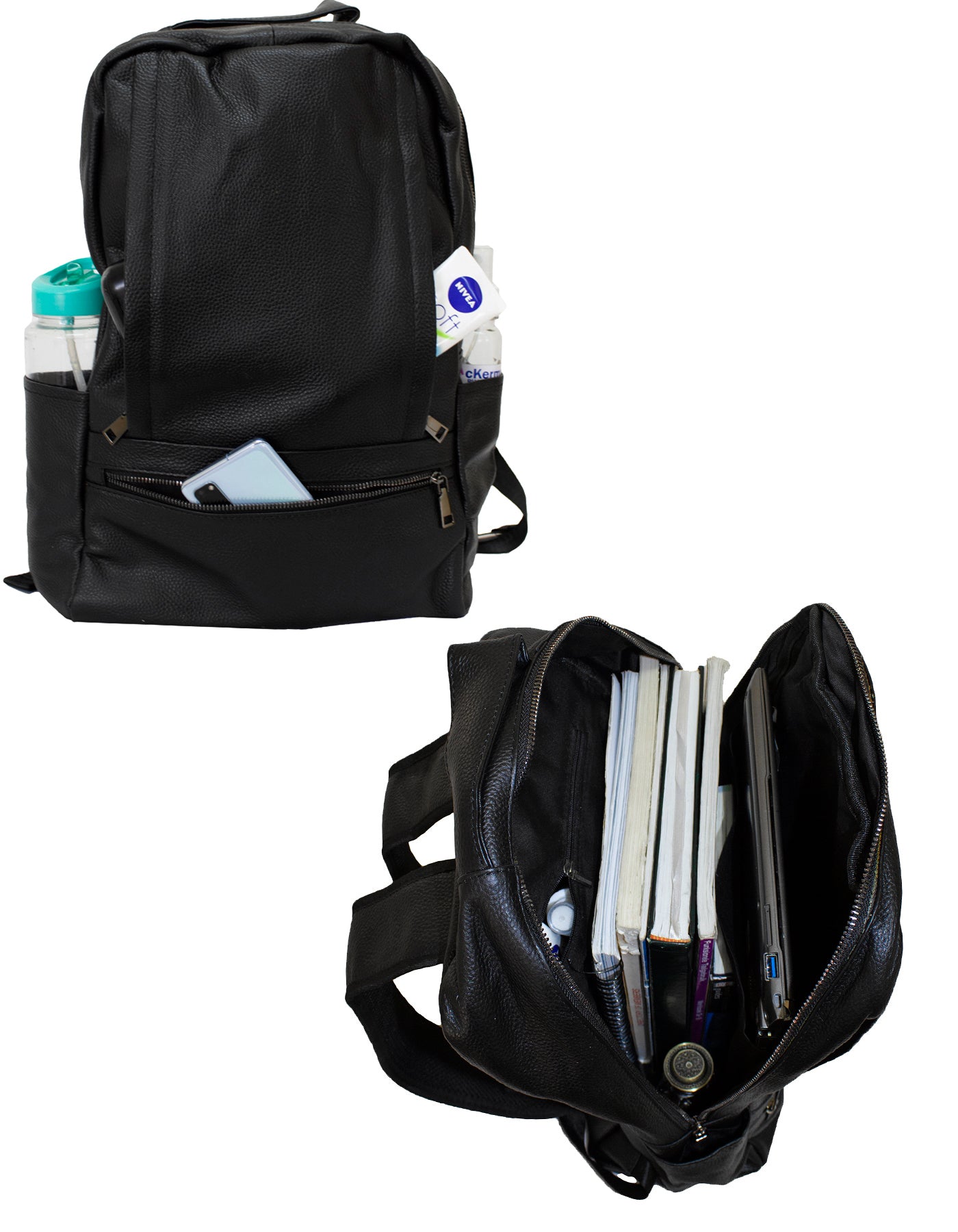 Fino 881 Full Grain Genuine Leather Multi-Pocket Backpack