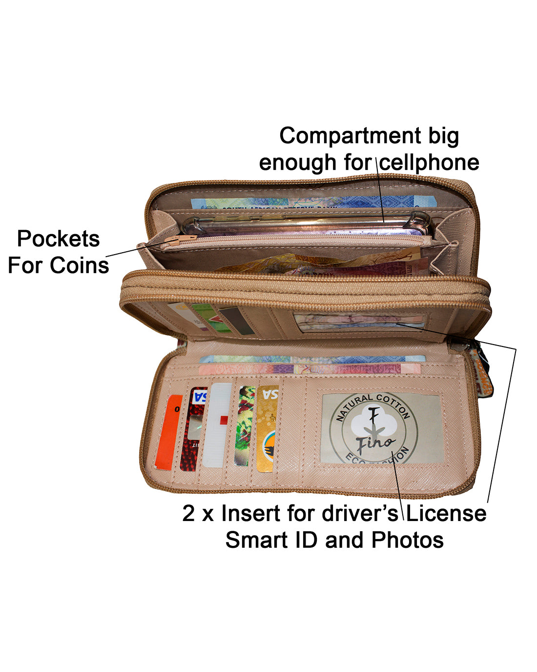 Fino 889-798 Faux Leather Grab & Go All in 1 Purse with Cellphone Pouch