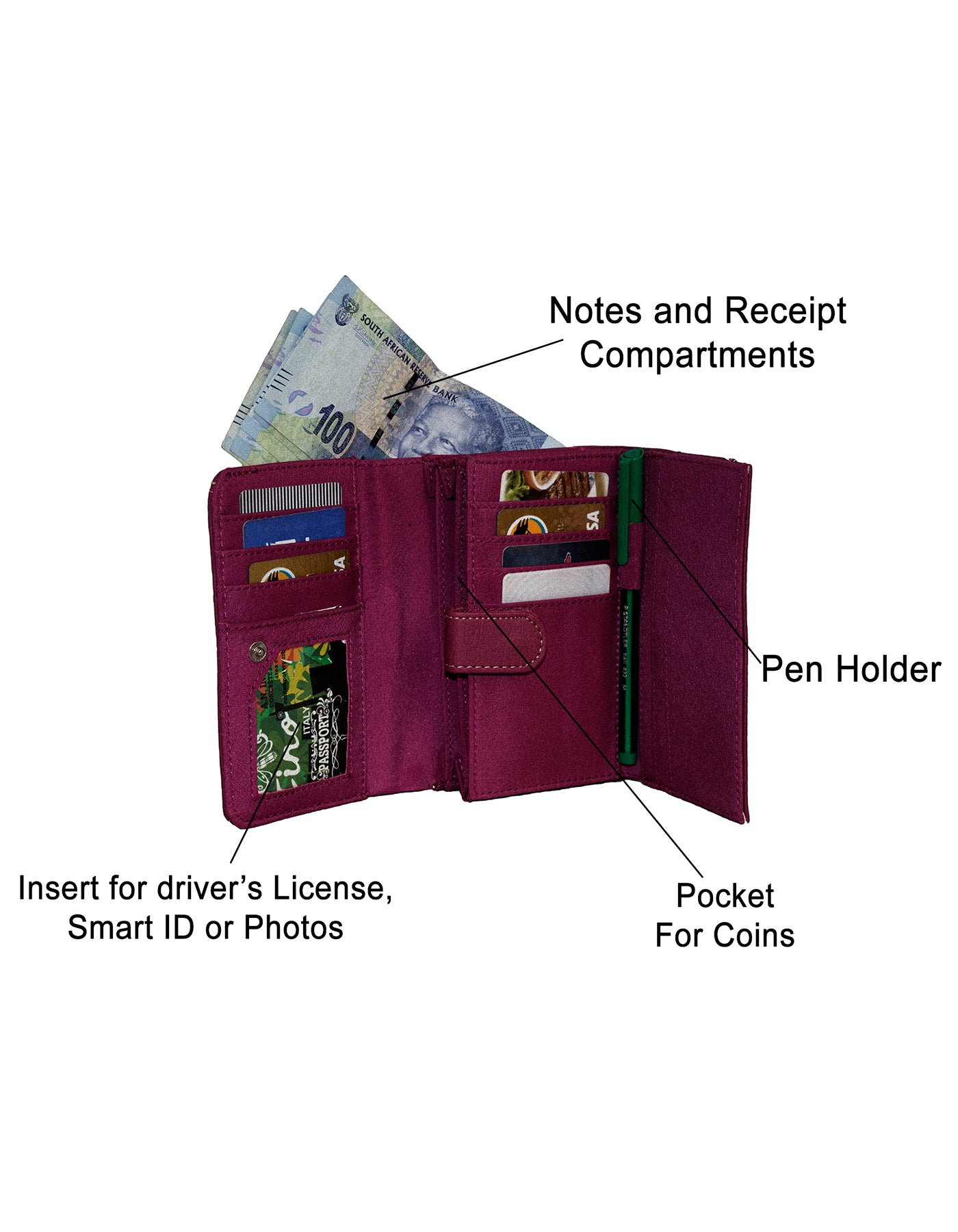 Fino 916-093 Faux Leather Neatly Stitched Designed Card Holder Purse