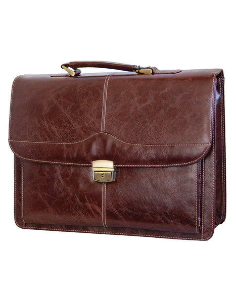Fino 9201B Faux Leather 15" Laptop Briefcase - Brown