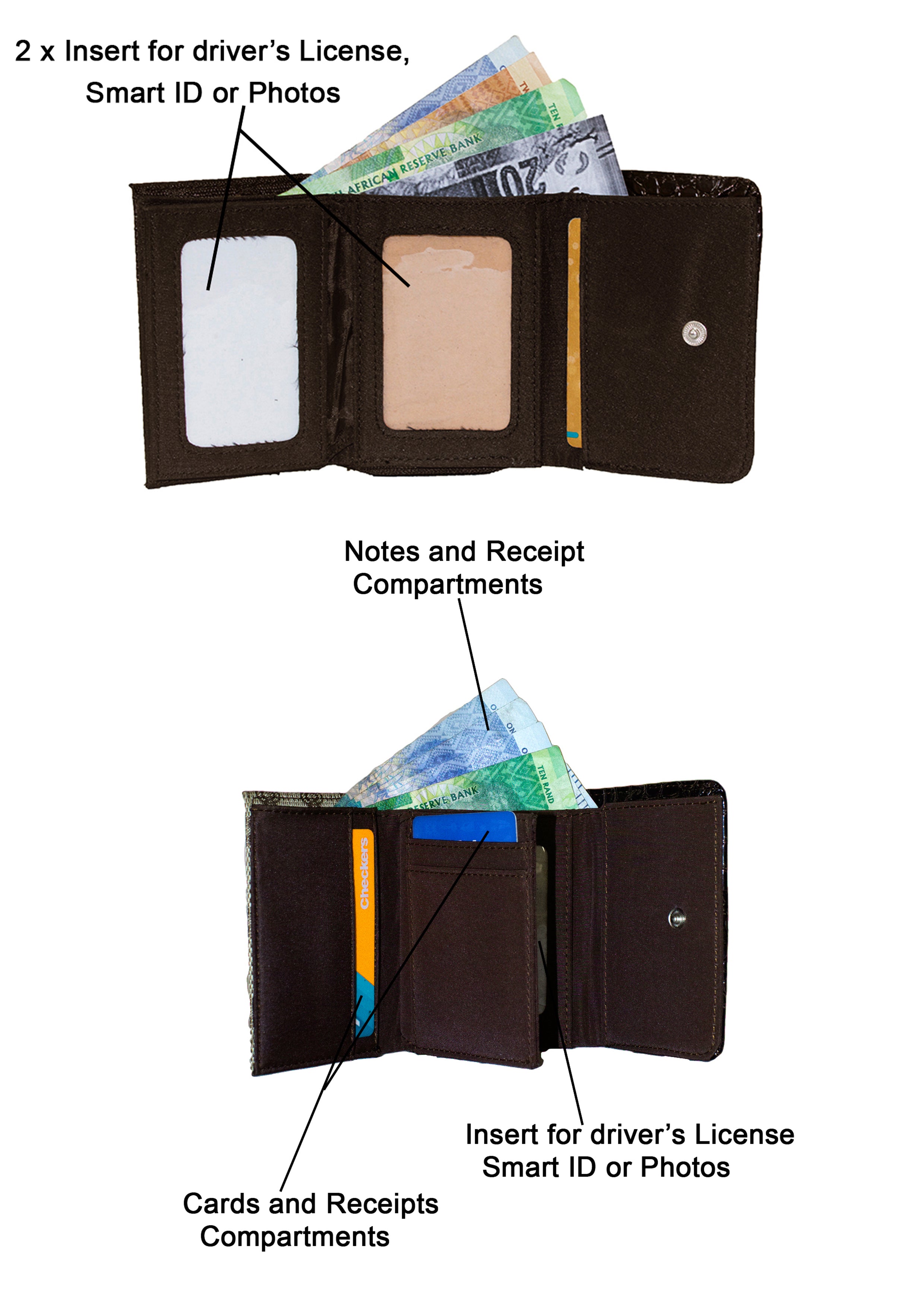 Fino A04-2015 Classic Design Compact Canvas & Faux Leather Purse