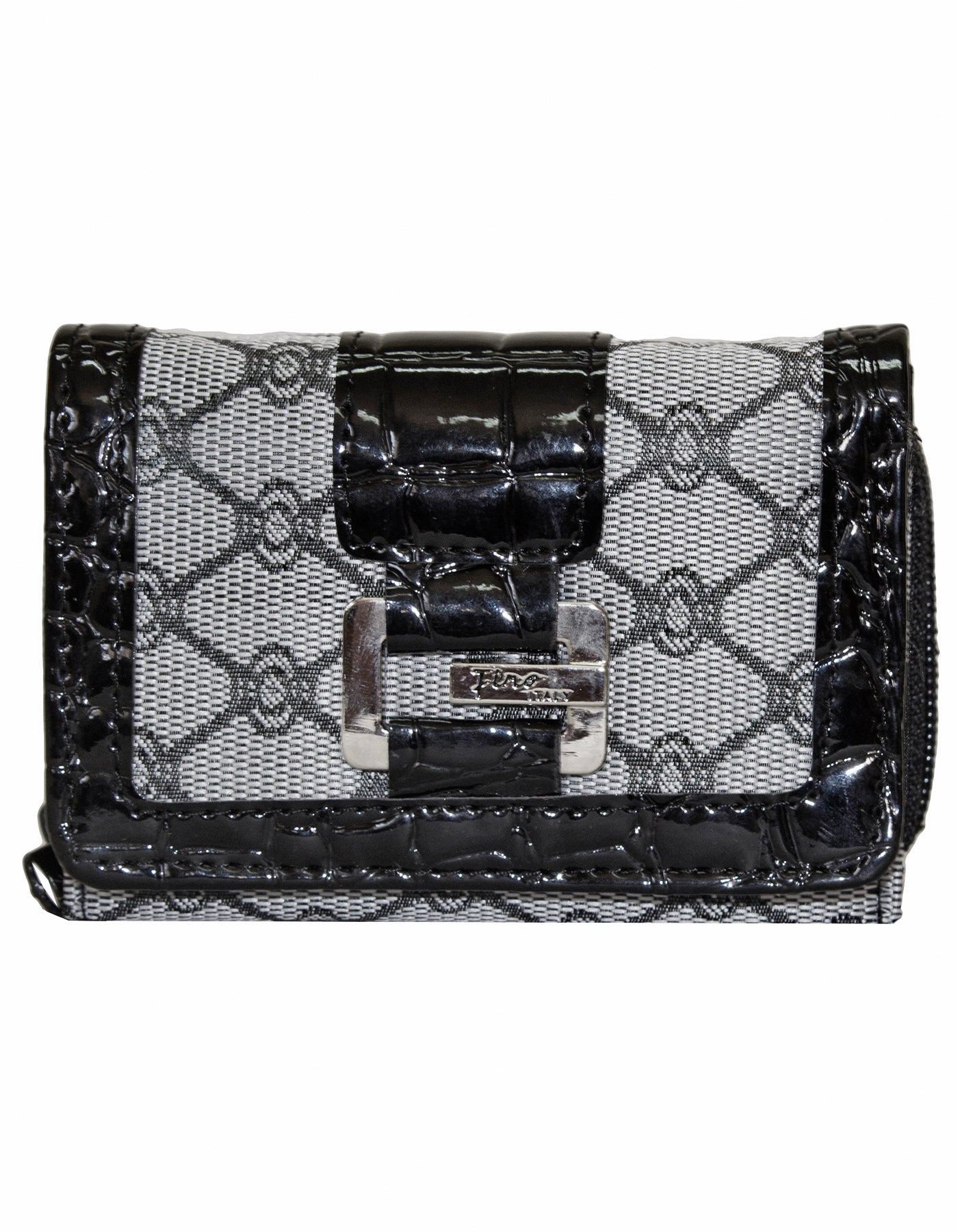 Fino A04-2015 Classic Design Compact Canvas & Faux Leather Purse