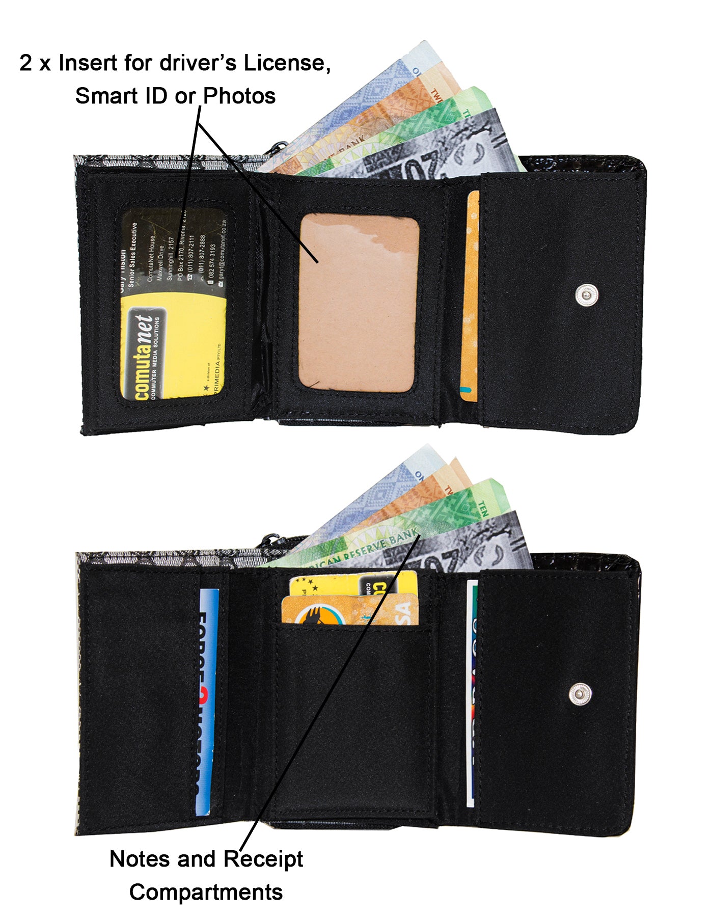 Fino A04-2015 Classic Design Compact Canvas & Faux Leather Purse
