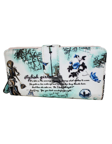 Fino A69-1409 Faux Leather Stylish Paris Street Design Purse