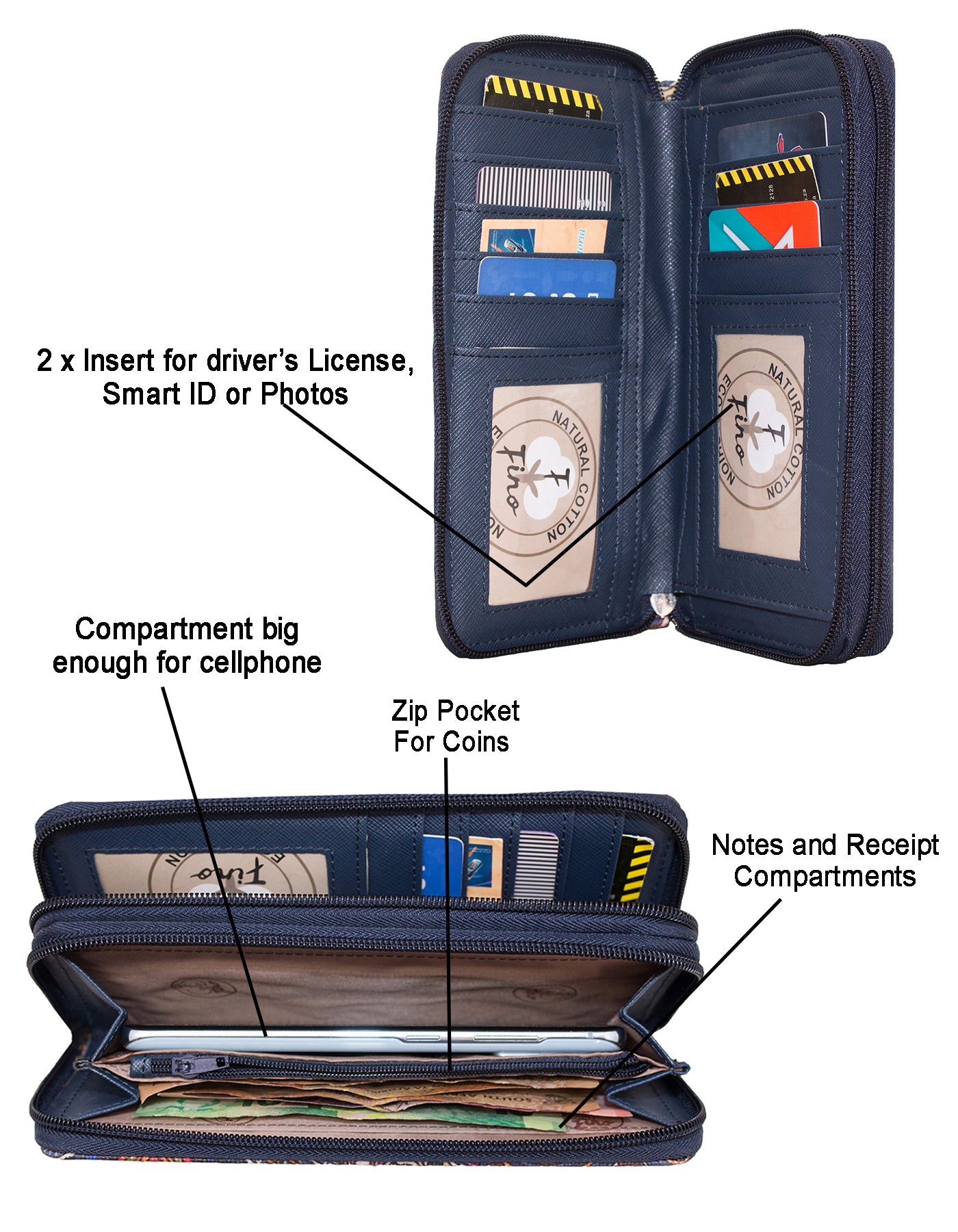 Fino A70-798 Faux Leather Grab & Go All in 1 Purse with Cellphone Pouch