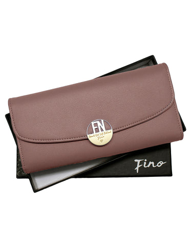 Fino 751369 Stylish Tri-Fold Faux Leather Purse with Cellphone Pouch & Box