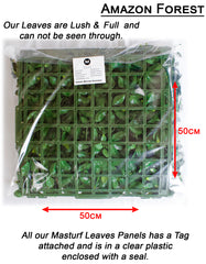 Masturf Premium Amazon Forest 50 x 50cm Faux Leaves UV Resistant Panel