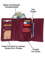 Fino B090-093 Classic Faux Leather Card Holder Organiser Purse with Ostrich Edged Design
