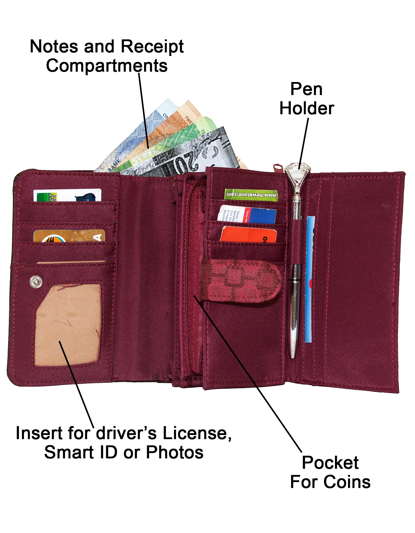 Fino B090-093 Classic Faux Leather Card Holder Organiser Purse with Ostrich Edged Design