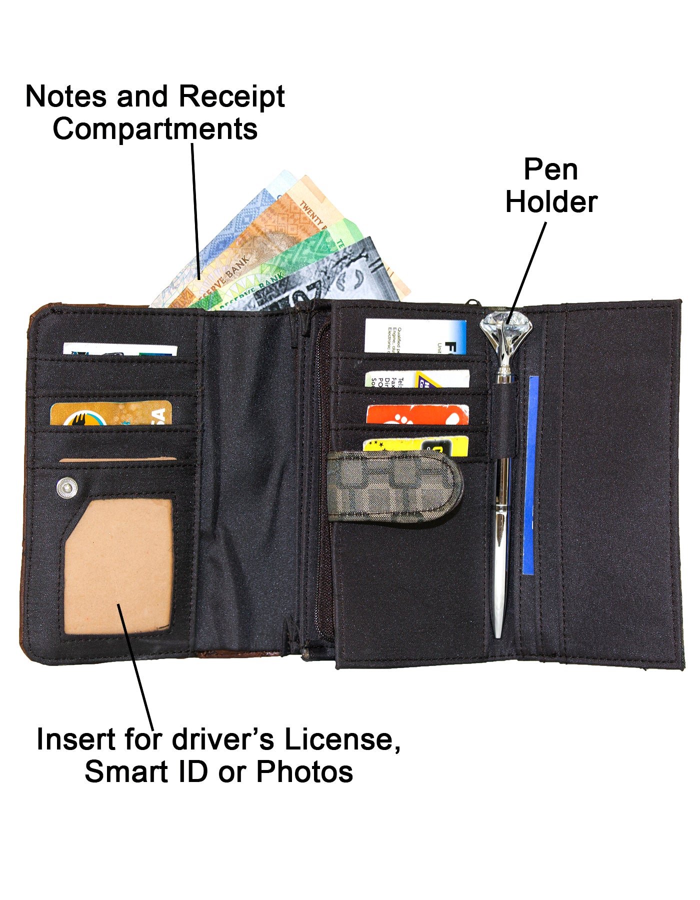 Fino B090-093 Classic Faux Leather Card Holder Organiser Purse with Ostrich Edged Design