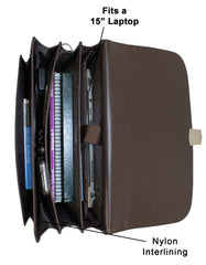 Fino BCH65L-052 Unisex Faux Leather 15” Laptop Briefcase - Brown