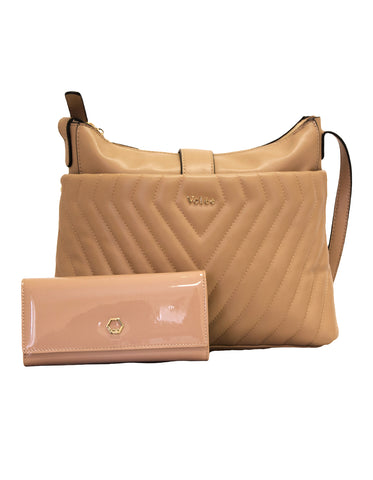 Fino BK-111+A59 Faux Leather Fashionable Handbag with Purse Set