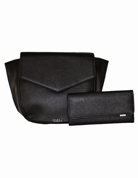 Fino BK-127+1812-765 Faux Leather Trapeze Handbag with Purse Set