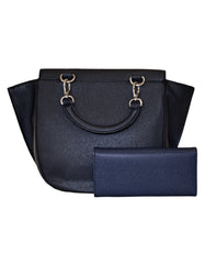 Fino BK-127+51156 Faux Leather Trapeze Handbag with Purse Set