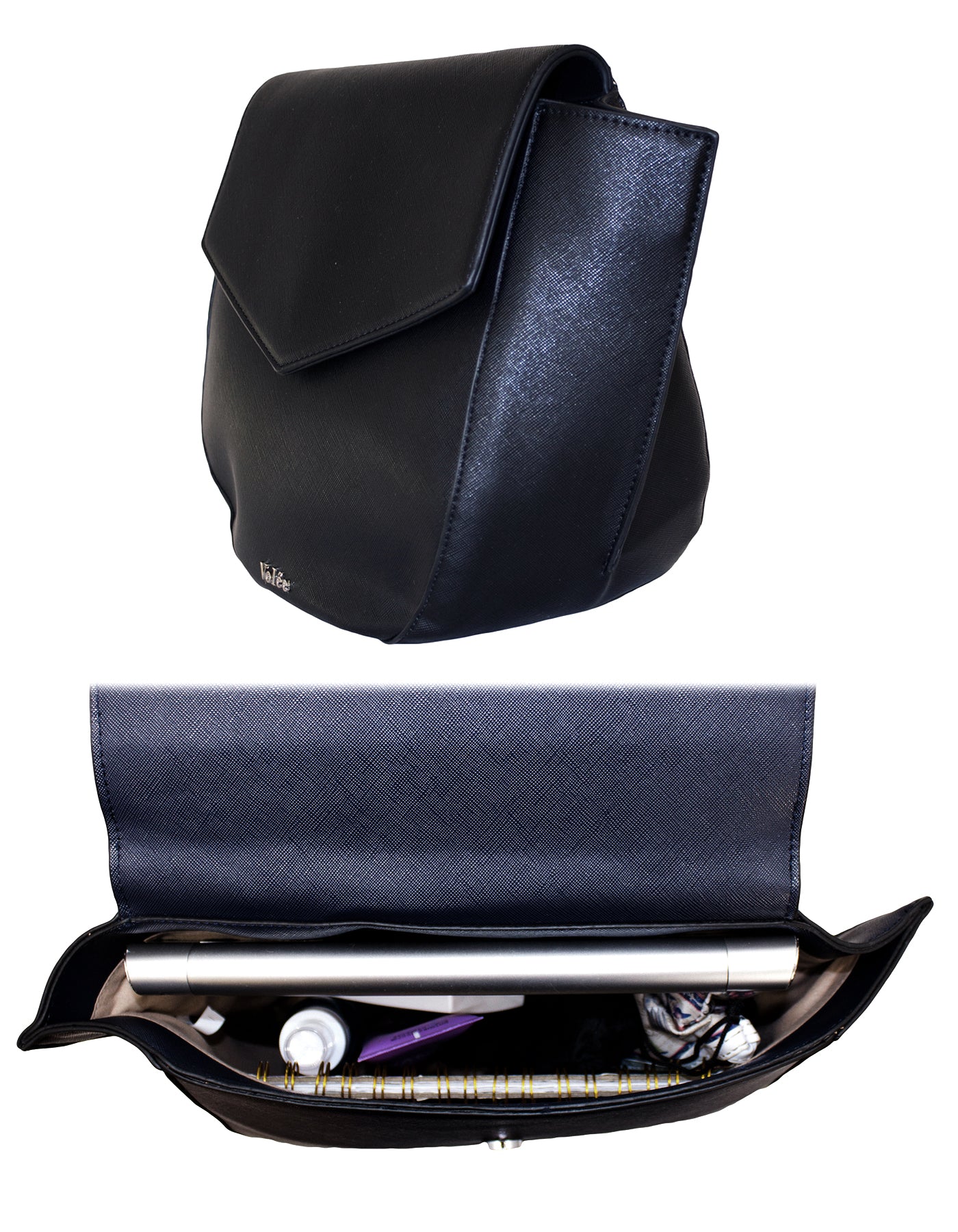 Fino BK-127+51156 Faux Leather Trapeze Handbag with Purse Set