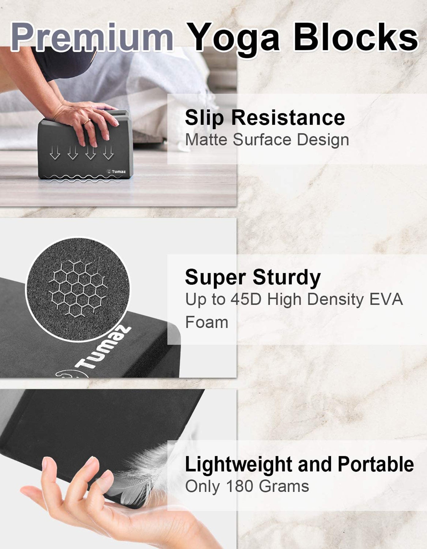 Tumaz Care BS023 Premium High Density/Lightweight Yoga EVA Foam Block Set