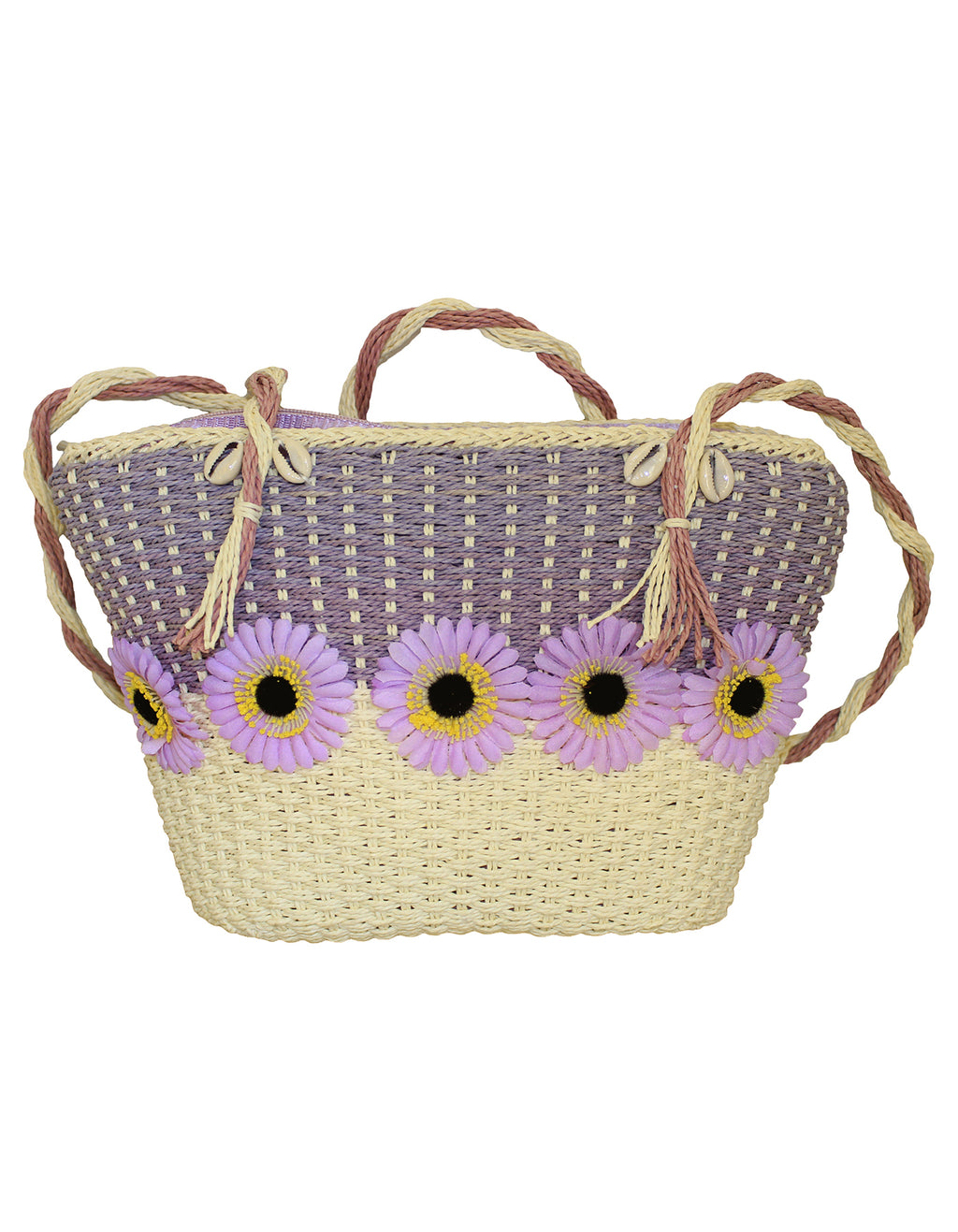 Fino CJ-05747 Straw Beach Bag with Front Flower Detail