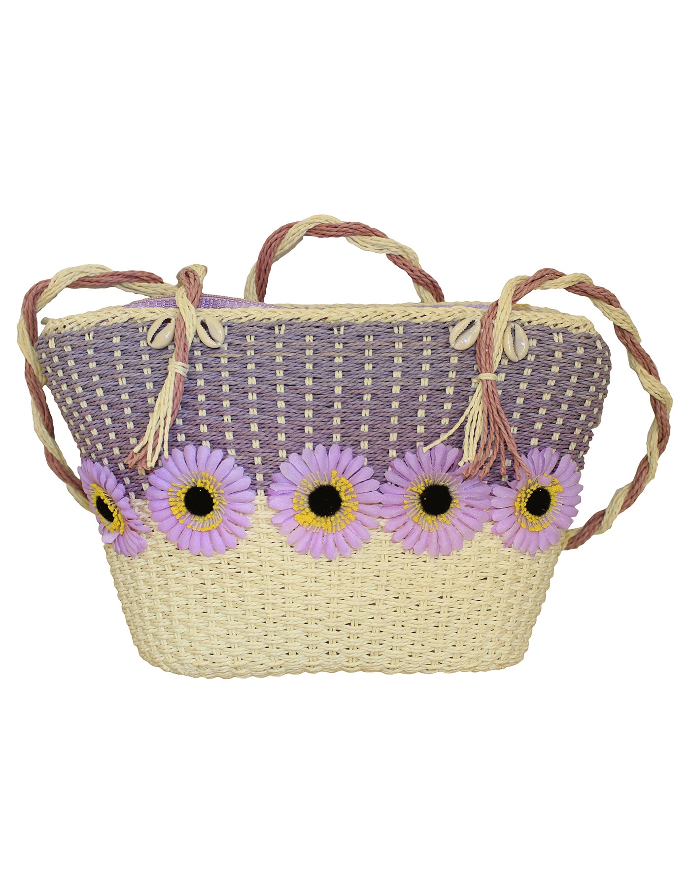 Fino CJ-05747 Straw Beach Bag with Front Flower Detail