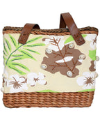 Fino CJK-05050 Straw /Canvas Bag with Front beading pattern