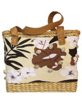 Fino CJK-05050 Straw /Canvas Bag with Front beading pattern