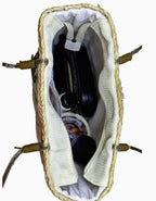 Fino CJK-05052 Straw/Canvas Floral Embellished Beach Bag