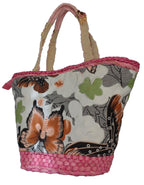 Fino CJK-05053 Butterfly Straw Basket with Beaded Handles