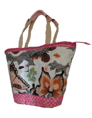 Fino CJK-05053 Butterfly Straw Basket with Beaded Handles