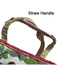 Fino CJK-05053 Butterfly Straw Basket with Beaded Handles