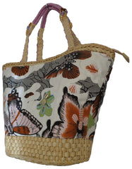 Fino CJK-05053 Butterfly Straw Basket with Beaded Handles