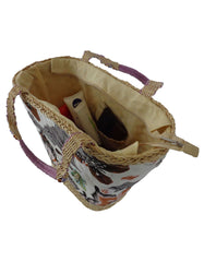 Fino CJK-05053 Butterfly Straw Basket with Beaded Handles